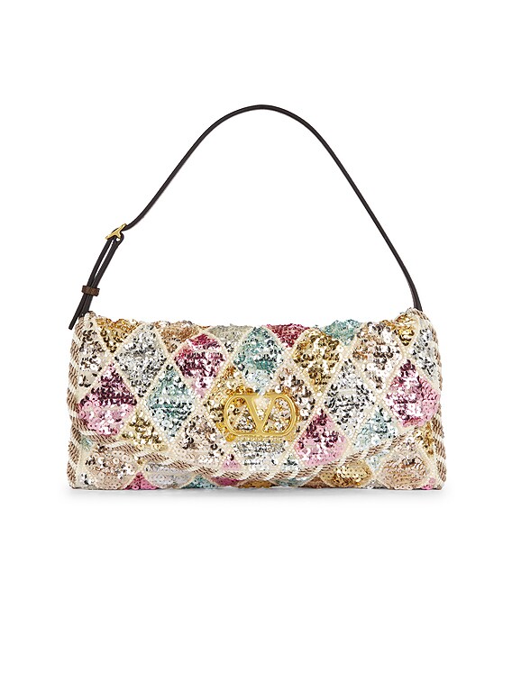VALENTINO GARAVANI ビーズバッグ 2点セット 花柄 Valentino Garavani Vain Clutch in Multicolor, Tabac Brown, & Lino