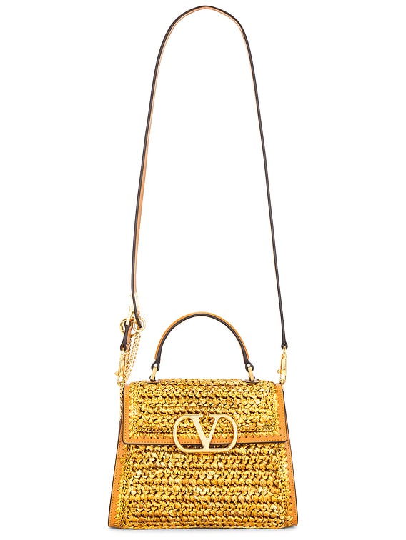 Valentino Garavani Crochet Raffia VSLING Top Handle Bag in