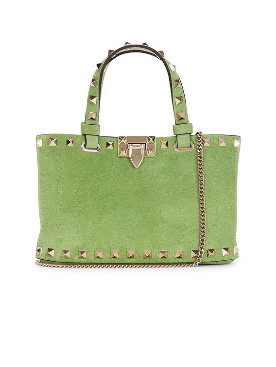 sale 未使用　valentino　ミニトート　グリーン　定価20万程？ Valentino Garavani Rockstud Mini Bag in Cleared Mint | FWRD