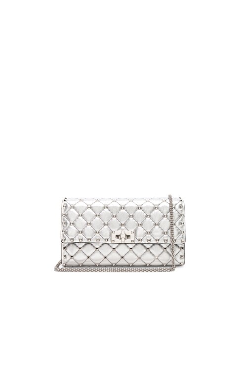 silver valentino clutch