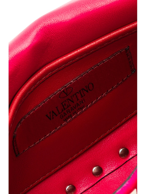 VALENTINO GARAVANI Velvet Medium Rockstud Spike Shoulder Bag Rubino 1276358