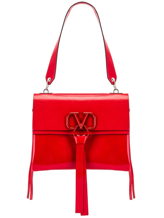 Valentino Garavani Vlogo Leather Shoulder Bag - Red
