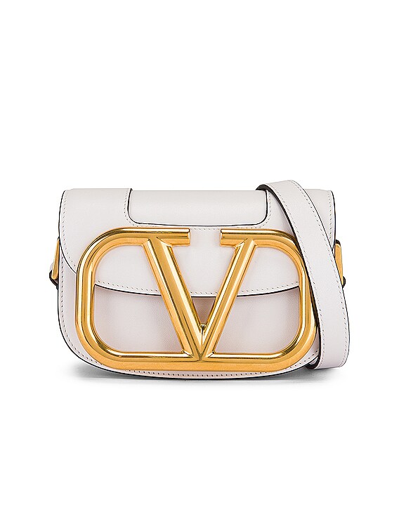 Valentino Garavani Supervee Leather Top Handle Bag In Bianco Ottico