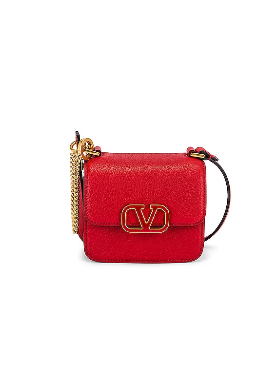 Valentino Garavani Micro VSling Shoulder Bag in Rouge Pur & Cerise