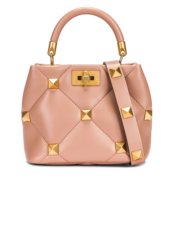 Valentino Garavani Medium Roman Stud The Shoulder Bag in Nappa with Chain Woman Rose Cannelle Onesize