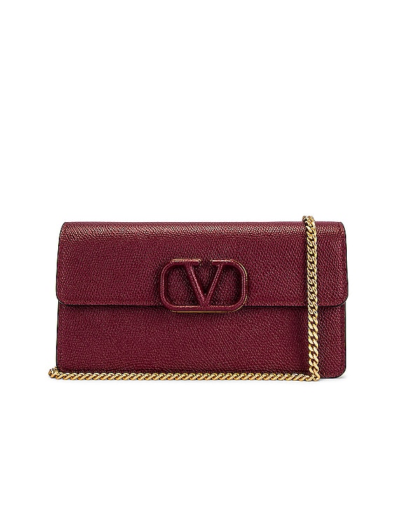 Valentino Garavani VLogo Wallet on Chain Bag in Cerise