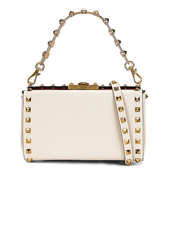 Rockstud Grainy Calfskin Tote Bag for Woman in Light Ivory