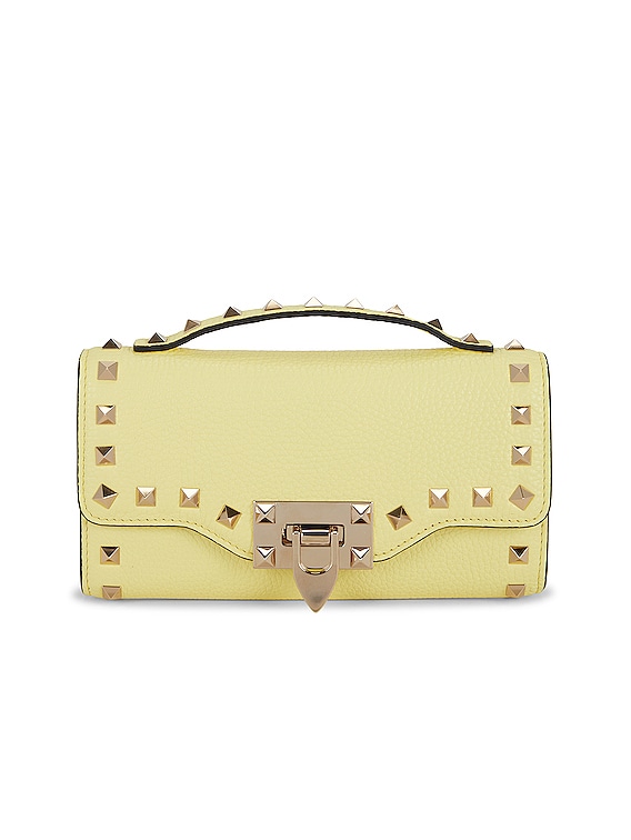 Valentino Rockstud Wallet on Chain Bag in Lime Sorbet | FWRD