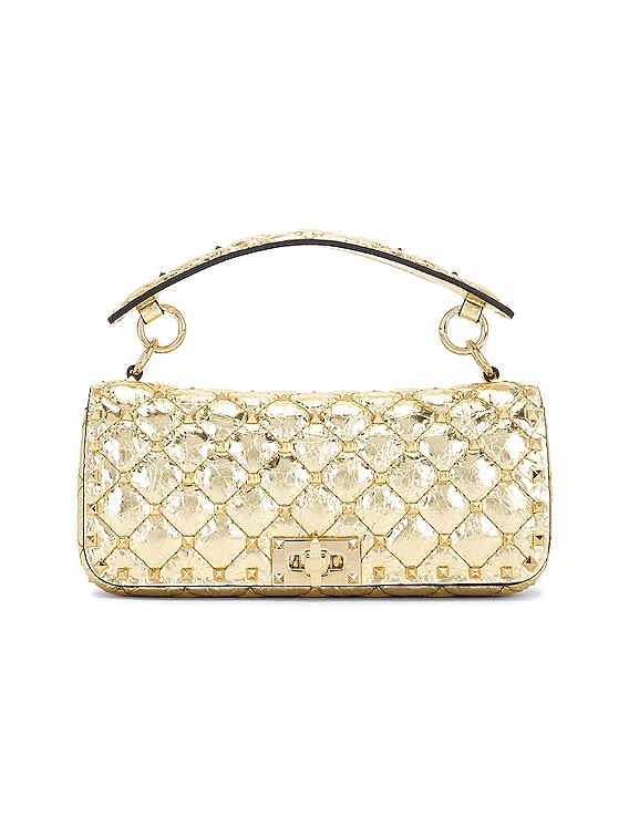Rockstud Spike Small Leather Shoulder Bag in Yellow - Valentino