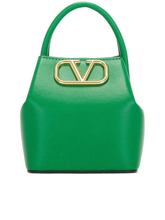 Valentino Garavani Small Vlogo Bucket Bag Green
