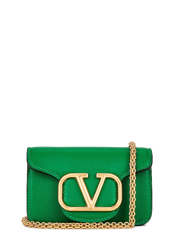 Valentino Garavani Locò Small Shoulder Bag in Calfskin Woman Green Uni