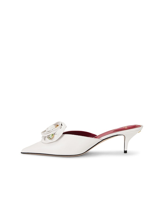 Valentino Garavani Drip Rose Mule in Bianco & Multicolor | FWRD