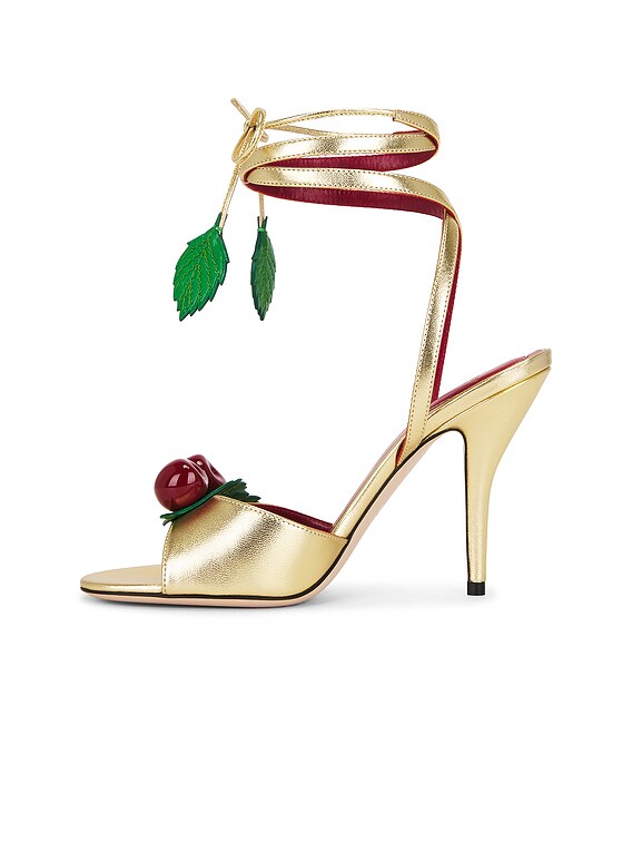 Valentino Garavani Cherryfic Sandal in Antique Brass & Light