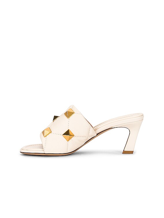 Valentino Garavani Roman Stud Mules in Light Ivory | FWRD