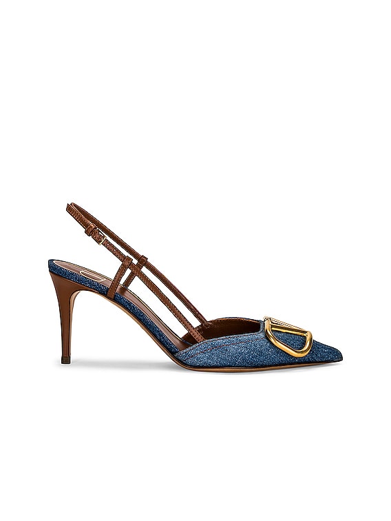 Vlogo cloth heels Valentino Garavani Blue size 37 EU in Cloth