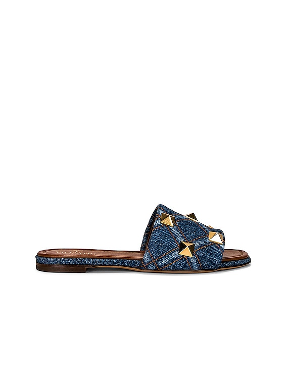 VALENTINO GARAVANI ◆ Roman Stud Denim Sandals Valentino Garavani - Roman Stud Denim Slide Sandal