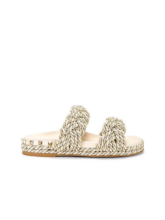 【VALENTINO GARAVANI】 スライドサンダル ロックスタッズ フラットスライドサンダル for ウィメンズ