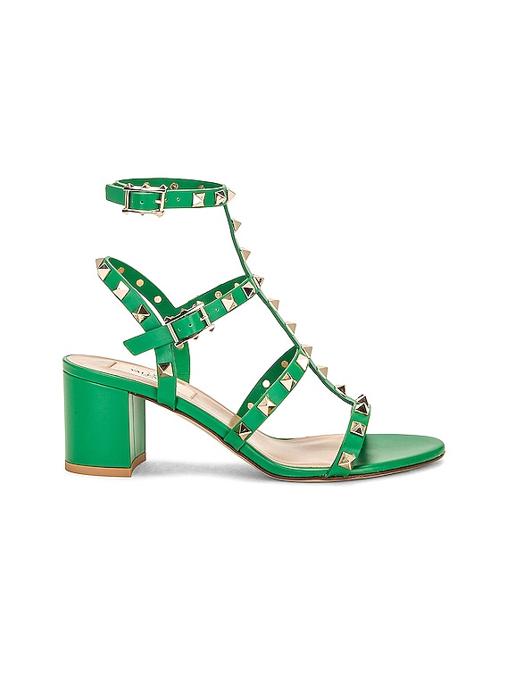 Valentino Rockstud Sandal in Green | FWRD