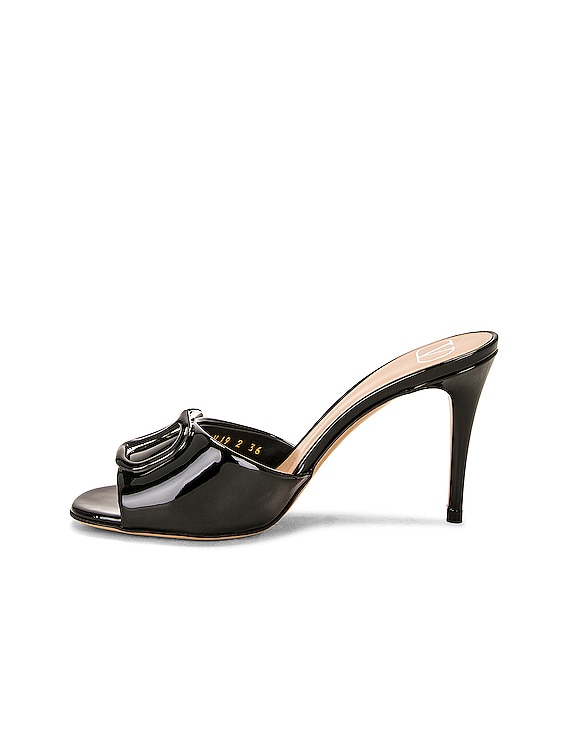 Valentino Garavani V Logo Signature Slide Mule in Nero | FWRD
