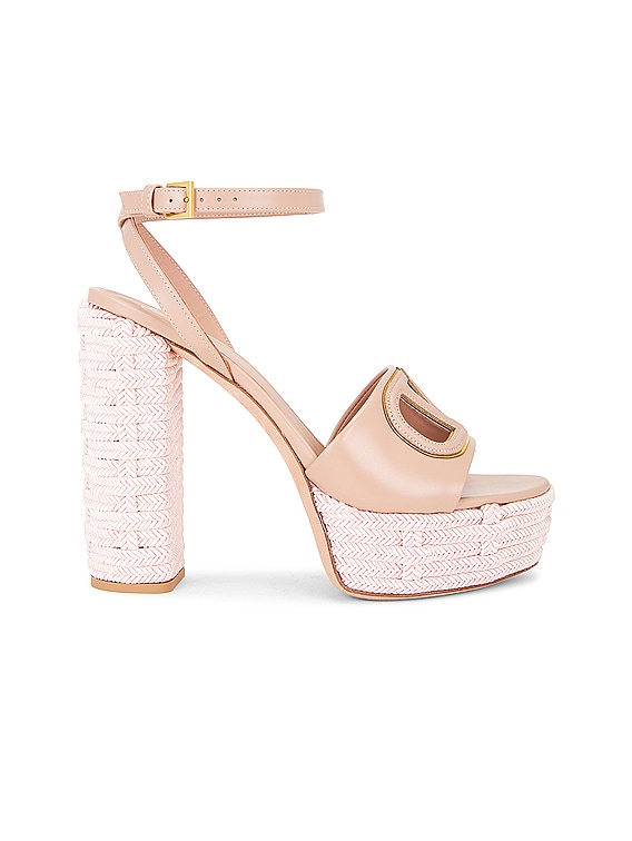 Valentino Garavani SANDALEN V LOGO in Rose Cannelle, Antique Brass