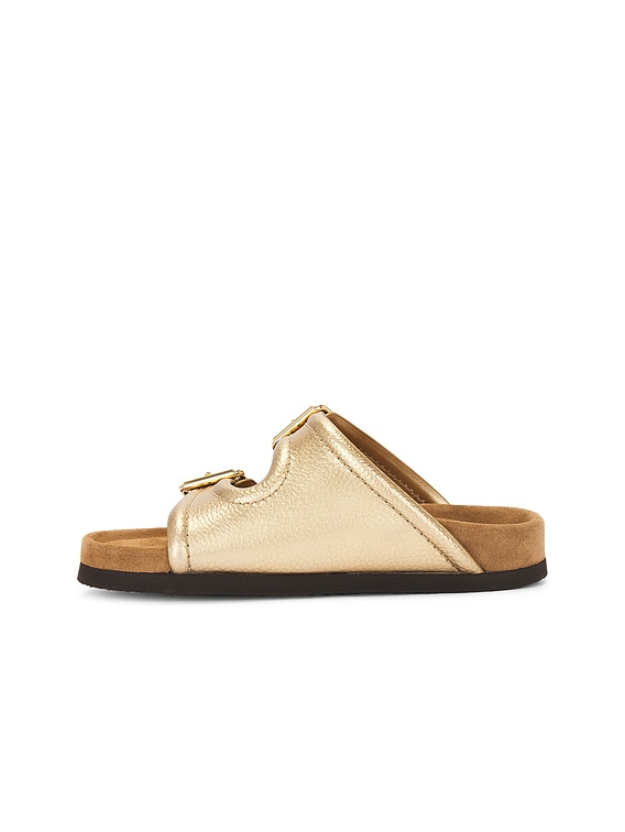 【VALENTINO】GOLD/SIGARO☆Fussbet スライドサンダル Valentino Garavani Fussfriend Slide in Star Gold & Sigaro | FWRD