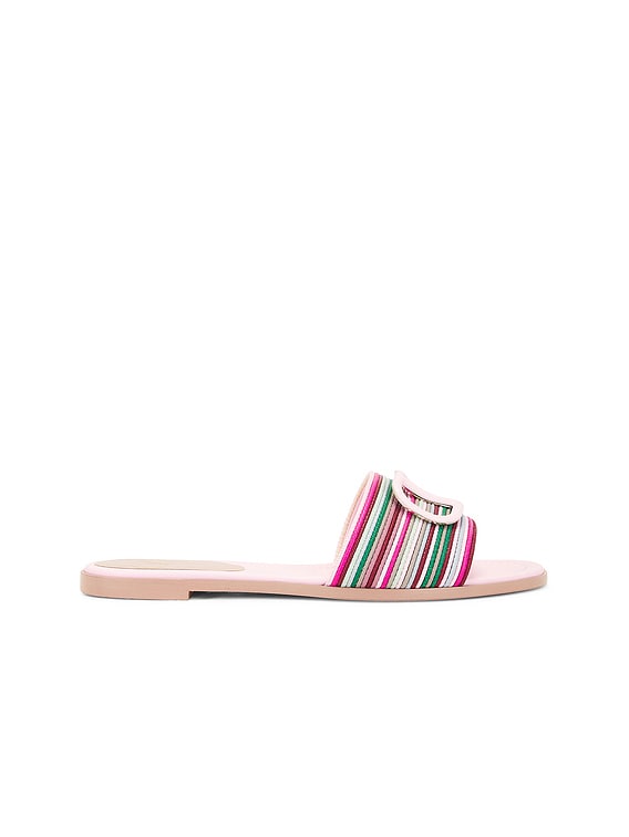 Valentino Garavani V Logo Signature Slide in Bajadera & Rosa