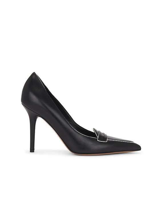 Valentino Garavani 2001 100 Loafer Pump Heel in Nero & Ivory