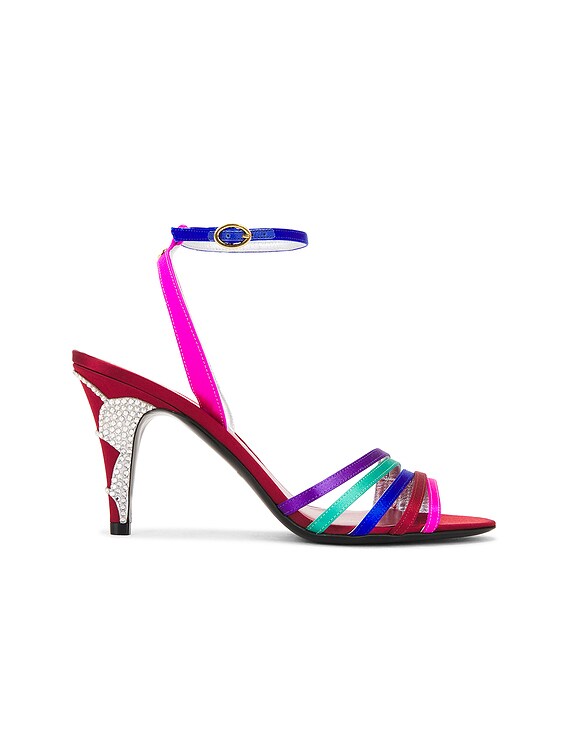 サンダル・ミュール VALENTINO MULTICOLOR LEATHER LADYCRUSH SANDALS Valentino Garavani Ladycrush Sandal in Multicolor & Silver