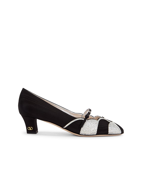Valentino Garavani Bowow Pump in Nero & Silver Shade | FWRD