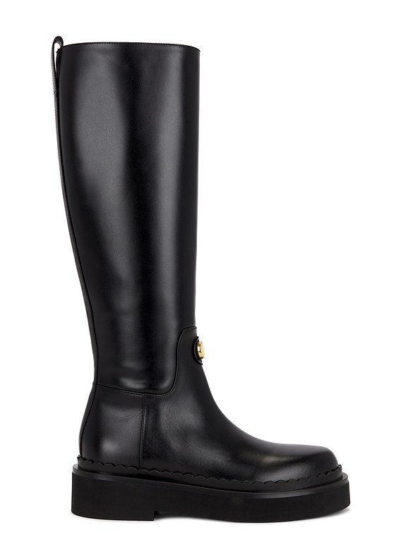 バレンティーノ・ガラヴァーニ VLogo Signatureブラックブーツ Vlogo Signature Calfskin Boot 70mm for Woman in Black