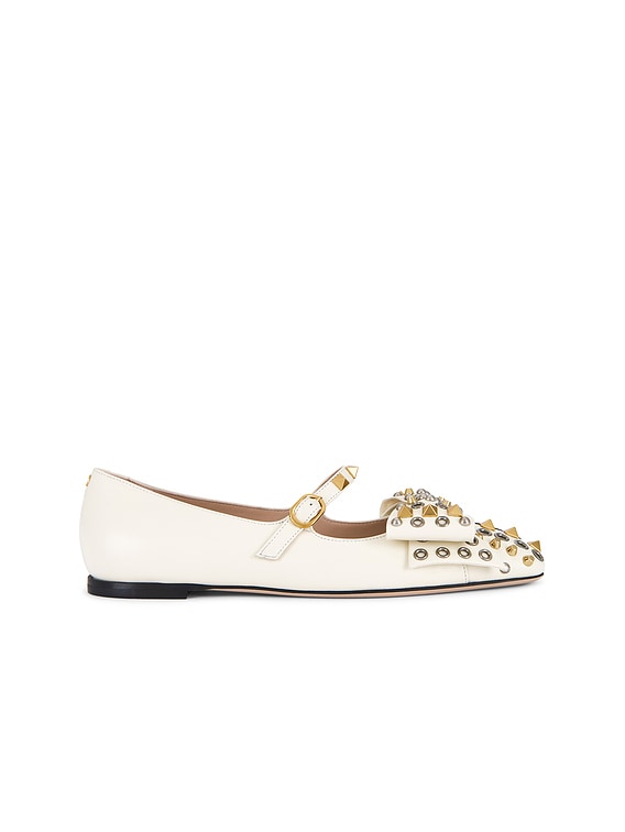 バレエシューズ Valentino Garavani Ivory Leather Bowow Ballerinas Valentino Garavani Ivory Leather Bowow Ballerinas | italist