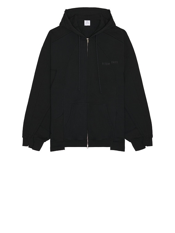 VETEMENTS Blackout Cut-Up Hoodie in Blackout | FWRD