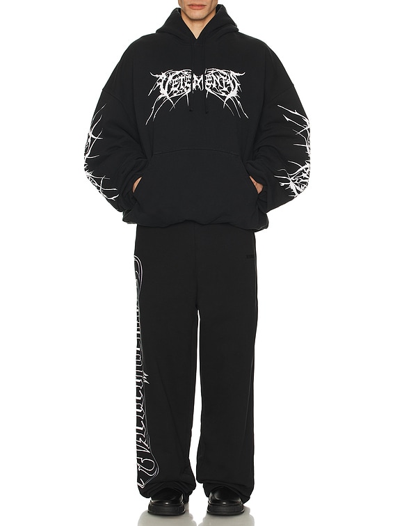【VETEMENTS】ブラック No Posts クロップド ボクシー フーディ VETEMENTS DEATH METAL クロップドボクシーフーディ - Black