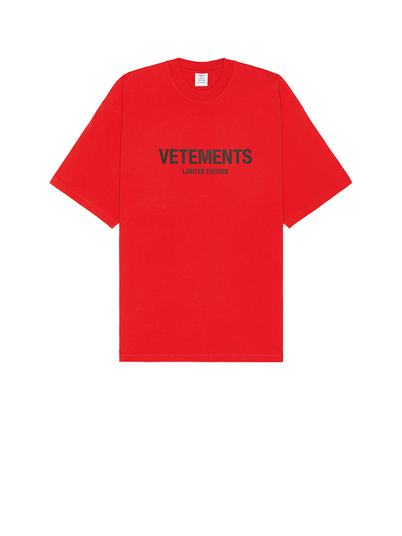 VETEMENTS Limited Edition Logo T-shirt in Red & Black | FWRD