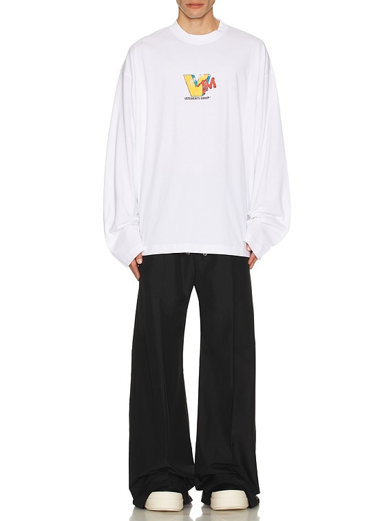 国内発送☆VETEMENTS☆VTM LONGSLEEVE/WHITE VETEMENTS: White 'VTM' Longsleeve T-shirt | SSENSE