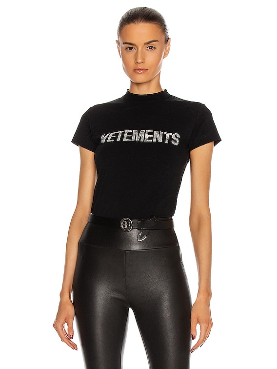 VETEMENTS Rhinestone Tight T Shirt in Black