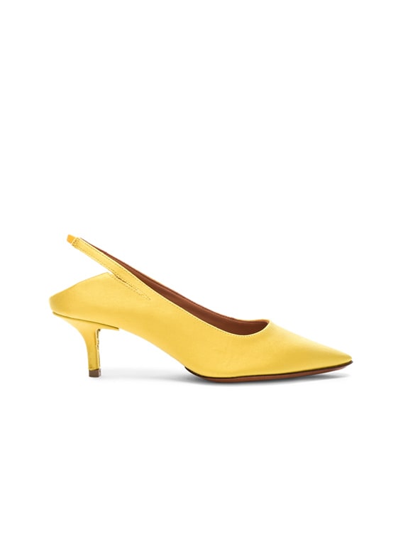 yellow kitten heel shoes