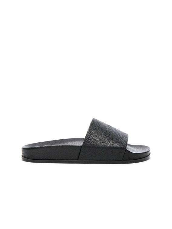 VETEMENTS Leather Slides in Black | FWRD