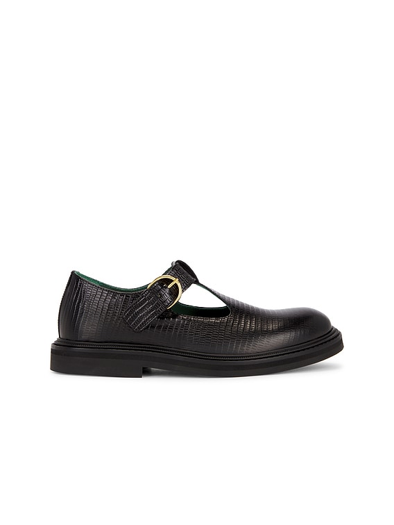 Vinny's Vinnee T-strap Derby in Black Lizzard Pattern | FWRD