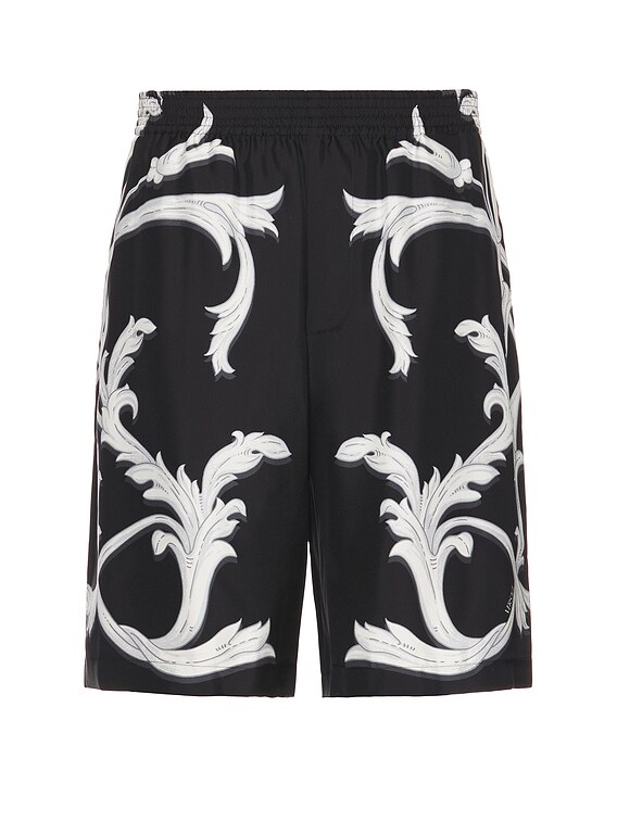 ワンピース VERSACE Women Mid Skirts 10099991A01253 1B000 BLACK Barocco Pleated Silk Skirt Black,Print | VERSACE US