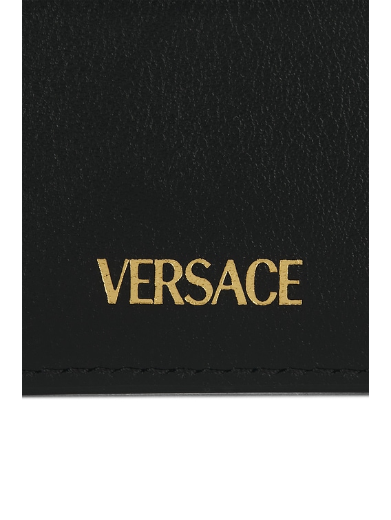 VERSACE Card Case in Black & Versace Gold | FWRD