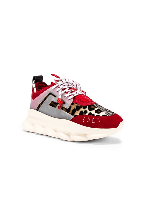VERSACE Chain Reaction Sneaker in Red 