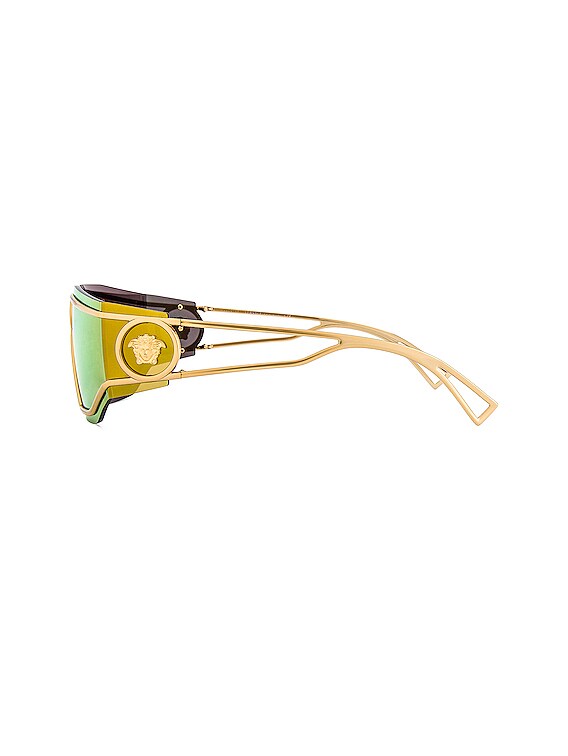 VERSACE Futuristic Sunglasses in Gold | FWRD