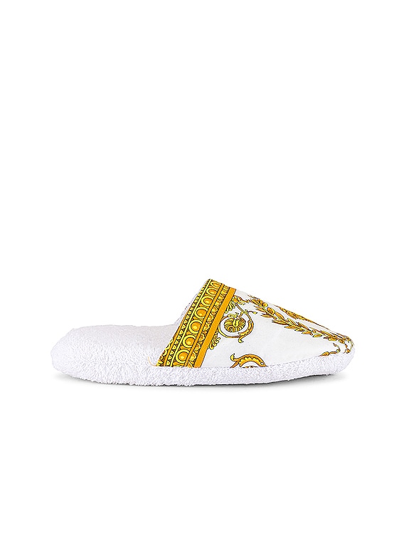 VERSACE Greca Signature House Slippers in Parade Red & Fuchsia