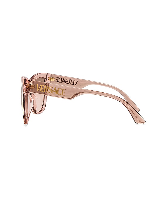 VERSACE Large Cat Eye Sunglasses in Transparent Pink & Brown  display picture 3