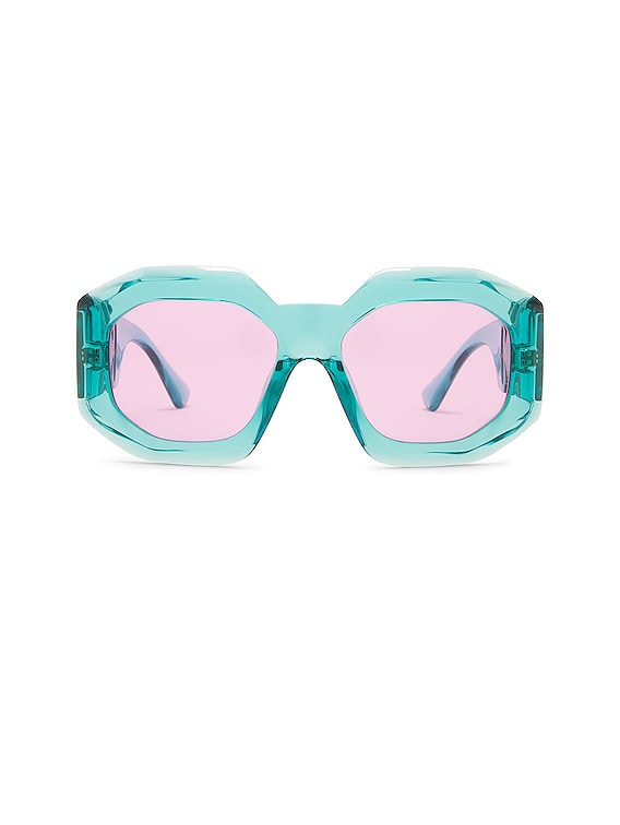 VERSACE Medusa Square Sunglasses in Light Blue | FWRD