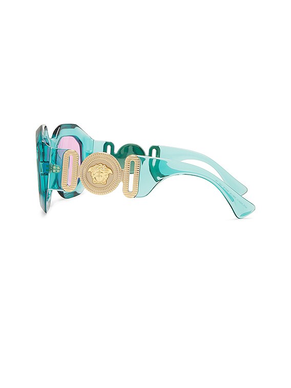 小物 VERSACE Medusa Sunglasses Stud archive VERSACE Medusa Square Sunglasses in Light Blue | FWRD