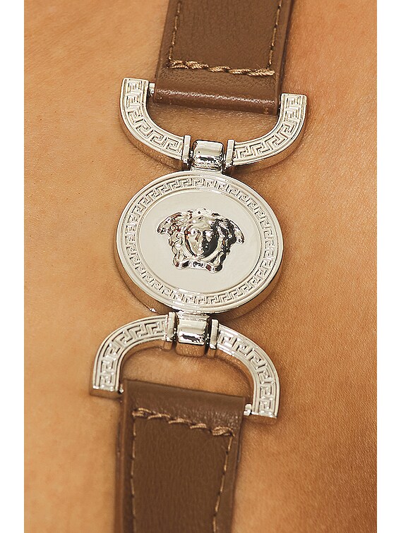 VERSACE Logo Mini Dress in Pale Pink & Beige | FWRD
