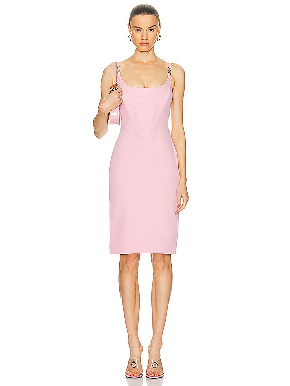 VERSACE Cocktail Enver Satin Dress in Pale Pink | FWRD VERSACE Cocktail Enver Satin Dress in Pale Pink | FWRD