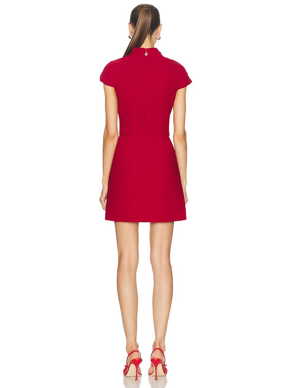 open lace back dress Red Mock Neck Ribbed Long Sleeve Sweater Dress S / Red